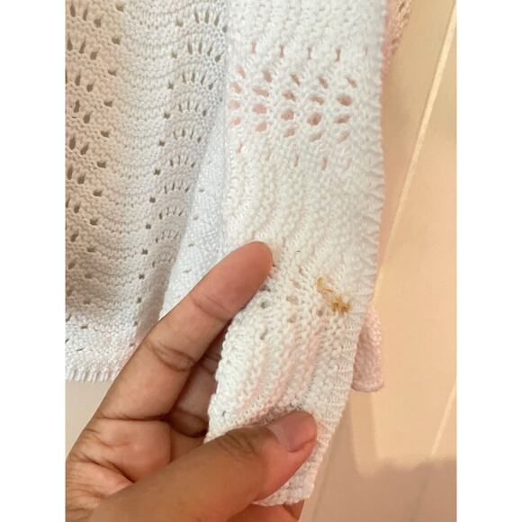 Guess Womens Cardigan Medium White Open Knit Cropped Open Stretch Cottagecore - Picture 3 of 7